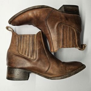 Freebird by Steven 'Lasso' Distressed Leather Western Ankle Booties Size 11